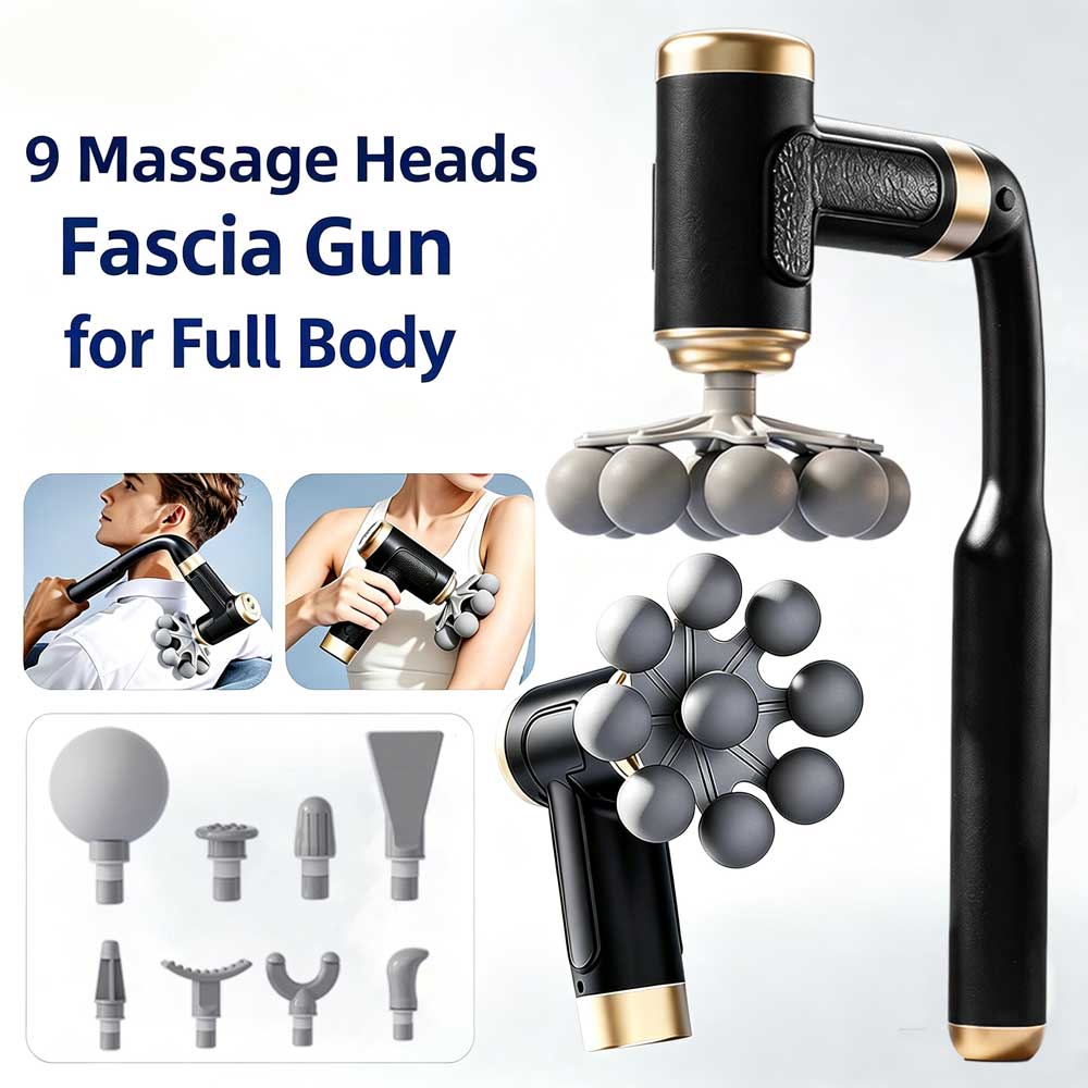 Electric Massage Gun Deep Tissue - 2-in-1 Long&Short Handle Fascia Gun Cordless