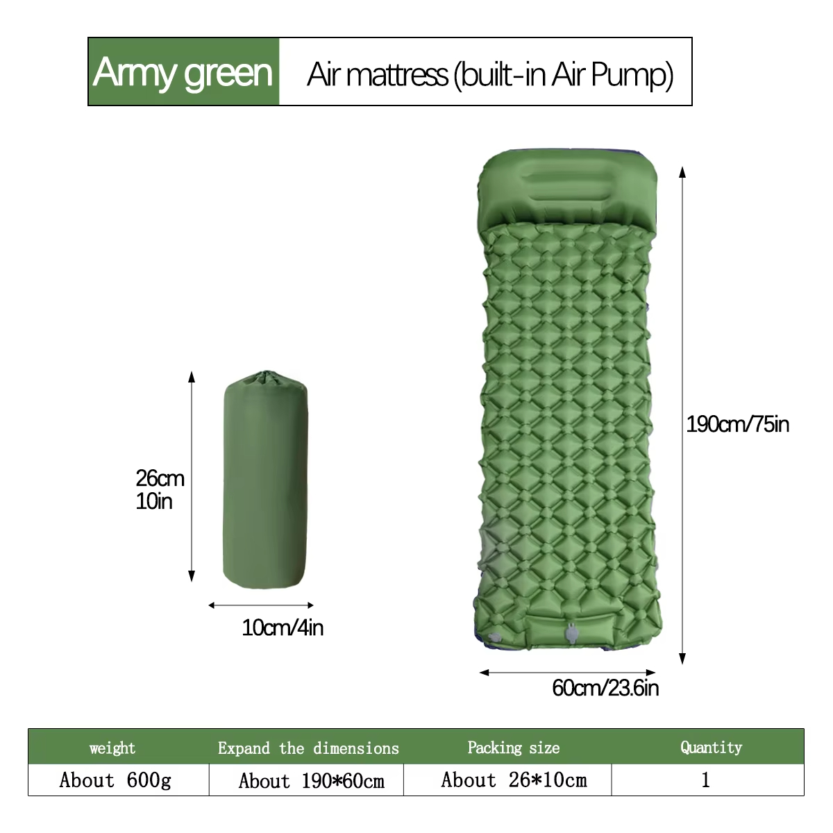 190*60cm Outdoor Camping Infla - Hiking ulasan dan harga