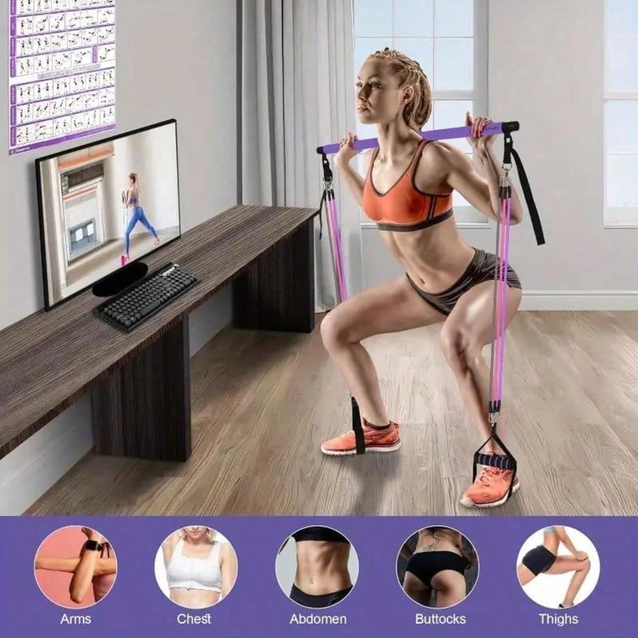 Pilates Bar Kit with Resistanc - Pilates Bar Kit With Resistance Bands ulasan dan harga
