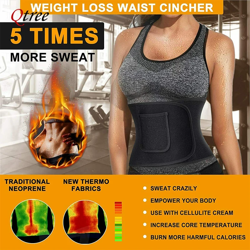 Qtree Waist Cincher Body Shape - Sweat Waist Trainer Belt Neoprene ulasan dan harga
