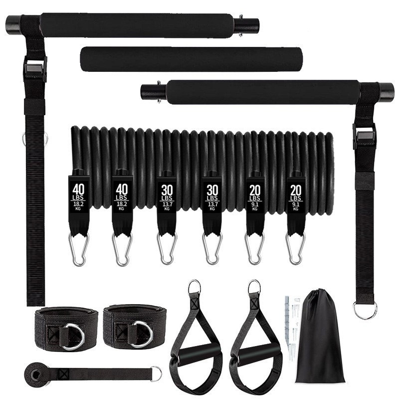 180lbs Resistance Bands with A - Pilates Bar Kit With Resistance Bands ulasan dan harga