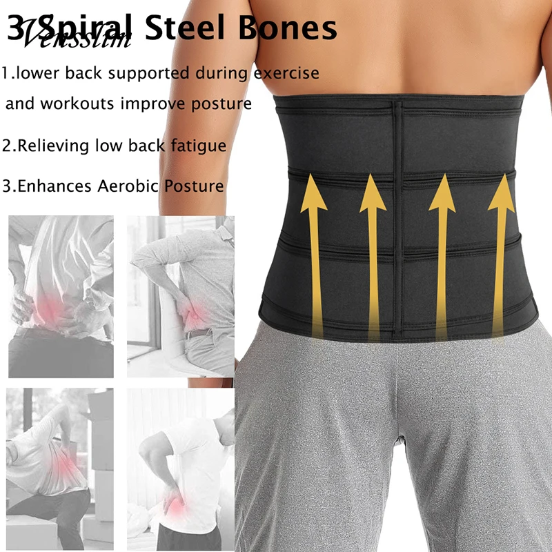 Vensslim Men Waist Trainer Tri - Sweat Waist Trainer Belt Neoprene ulasan dan harga