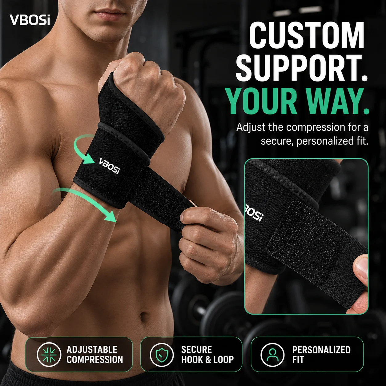 VBSOi Adjustable Wrist Support - Wrist Wraps Weightlifting Support ulasan dan harga